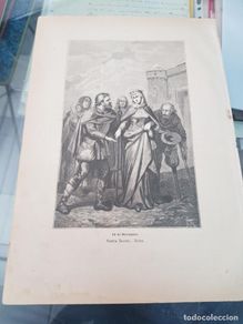 Arte: ANTIGUA LAMINA GRABADO RELIGIOSO SANTORAL SANTA ISABEL REINA 19 NOVIEMBRE